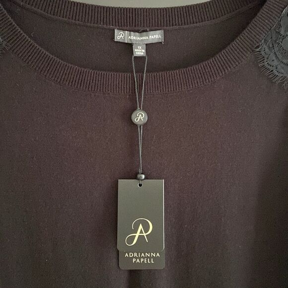 Adrianna Papell Black Twofer Sweater with lace new with tag - Picture 4 of 9